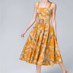 NWT WHBM Palm-Print Midi Dress
